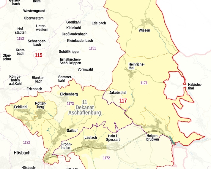 Pastoraler Raum Spessart Nord Übersichtskarte Karte PR Spessart Nord